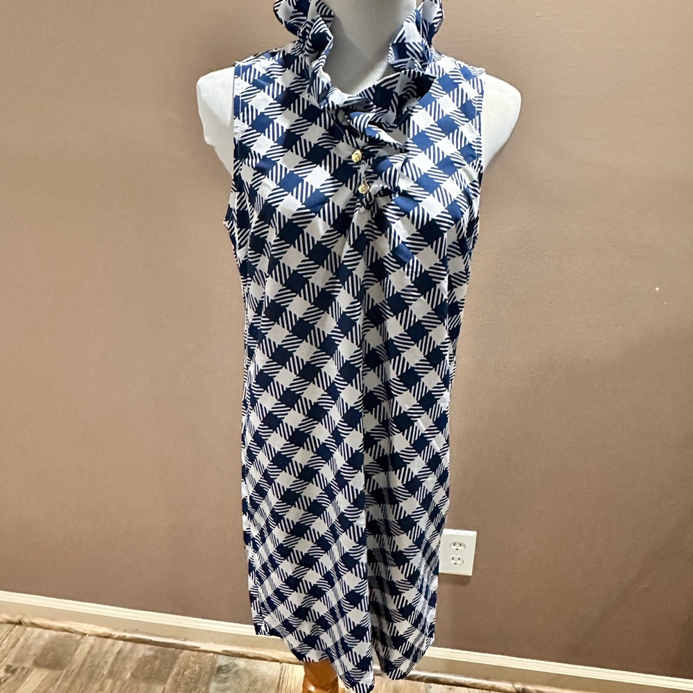 Mud Pie  Navy and White Geometric Sleeveless Dress